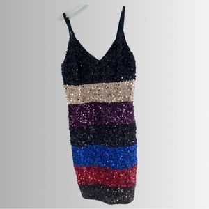 Multicolored Sequin Spaghetti Strap Dress; Perfect for Eras Tour
